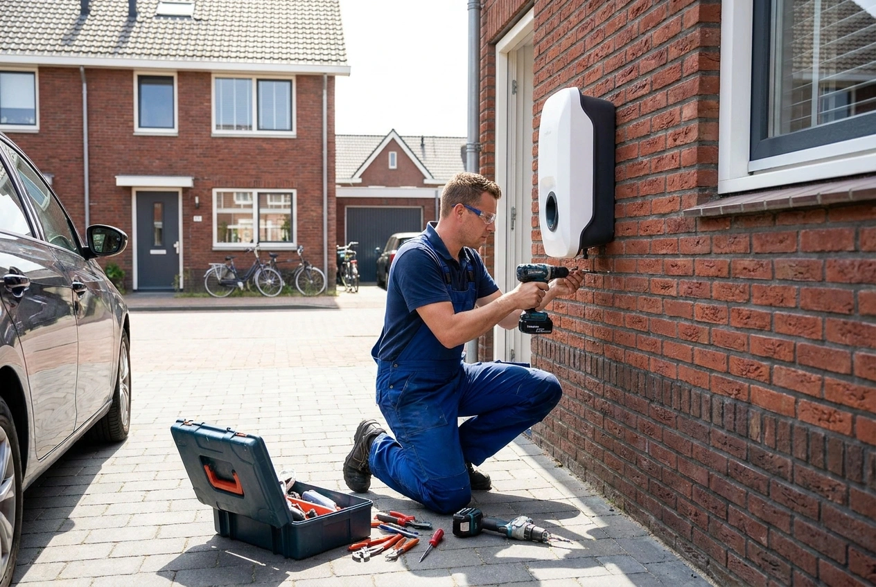 Laadpaal installatie bij woning oprit